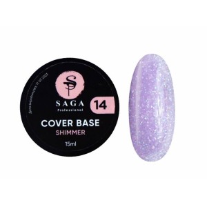 Камуфлююча база Saga Cover Base Shimmer №14 (рожево-фіолетовий з шиммером) 15 мл